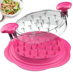 B0cyzqzdcw Suretivian Chicken Shredder Large Twist Tool With Brush And Fork - Hot Pink