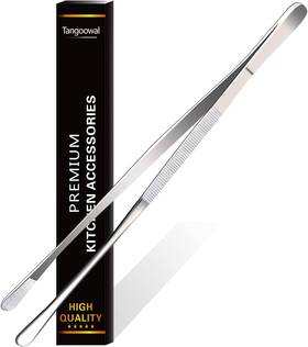 Tangoowal 793029761129 12-inch Professional Kitchen And Cooking Tweezers Tongs - Stainless Silver