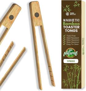 8541967799 Three Way Cut Toaster Tongs With Magnet Kitchen Utensils For Cooking And Holding Bamboo