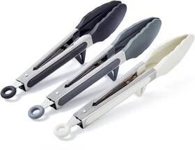 Hk0021 Towingo 01 9 Inch Kitchen Tongs 3pcs For Cooking With Black Grey White