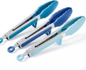 Hk0021 Towingo 03 9 Inch Kitchen Tongs 3pcs For Cooking With Silicone Gradient Blue