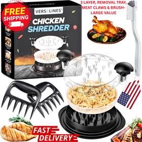 Versalines 445016098017 10ftft Chicken Shredder 3 Layer With Removable Tray Meat Claws Brush Anti Slip Large