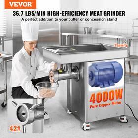 Vevor 197988645252 Electric Meat Grinder 36.7lb/min Stainless Commercial With Sausage Kit