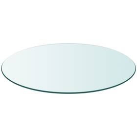 243628 Vidaxl Table Top Transparent Tempered Glass 27.6 In Round