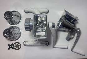 181507 Vintage 1950s Food Grinder And Slicer/shredder/grater With Suction Base