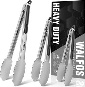 Hu-xi-201 Walfos Food Grade Stainless Steel Kitchen Tongs For 7 9 12 Inch 3pcs