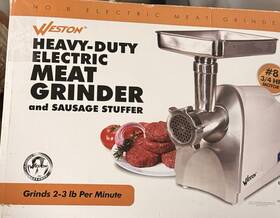 Weston 08-0501-w No. 8 Heavy-duty Electric Meat Grinder And Sausage Stuffer 3/4 Hp Tested