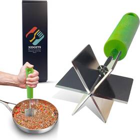 A10786c Xidgets Stainless Steel Meat Masher And Tenderizer With Soft Grip Handle Zippy Green
