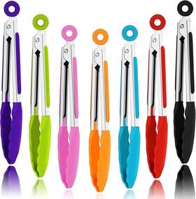 Lx0911 Xlehoely 7 Pack Kitchen Tongs Cooking Red Orange Blue Green Pink Purple Black