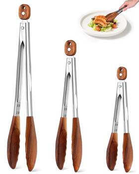 Xujkk 714371005518 Wooden Tongs For Cooking Set Of 3 7 Inch 9 12 Natural Brown