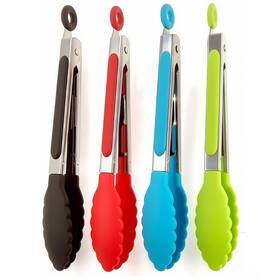 Zhiye 729257103219 4pcs Silicone Tongs Kitchen 7 Inch Non-slip And Easy Grip Blue Green