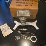 Chop Rite Cast Metal Enamel Meat Grinder Coarse Hand Crank Antique. Fixed Price $75.00.