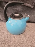 Chantal 2 Qt. Enamel-on-steel Anniversary Teakettle, Color Aqua. Fixed Price $8.00.