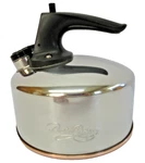 Vtg Revere Ware Copper Bottom Whistling Tea Kettle 6 Cups No. 1121 - Shiny!. Fixed Price $25.99.