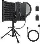 Studio Recording Microphone Isolation Shield With Pop Filter And Metal Tripod. Fixed Price $59.97.