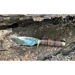 Handmade Drop Point Hunting Knife 01 Tool Steel, Stacked Leather, Buffalo Sheath. Fixed Price $275.00.