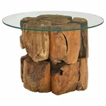 Coffee Round End With Glass Tabletop Solid Teak Driftwood Vidaxl. Fixed Price $269.99.