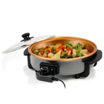 Copper Electric Skillet - 113 Sq. In. With Nonstick Coating & Tempered Glass Lid. Fixed Price $38.95.