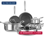 Cooker King Non Stick Pots And Pans Set, 10PCS Hybrid Stainless Steel Cookware. Fixed Price $227.45.