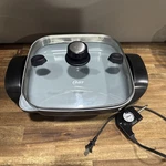 Oster Electric Fry Pan Non-stick Skillet 12X12 Glass Lid CKSTSK12S-TECO.. Fixed Price $28.99.