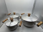 Casa Viva Aluminum Pots Hammered Finish Set Of 3 With Lids. Fixed Price $85.00.