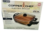 Copper Chef Electric Skillet 12" X Simmer Saute Steam & Fry Countertop Nib. Fixed Price $49.95.
