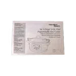 Manual Instructions Hamilton Beach Set 'n Forget 6 Quart Programmable Slow Cooke. Fixed Price $5.00.