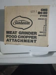 Sunbeam Meat Grinder Food Chopper Attachment Fw 6 94-20 Box. Fixed Price $22.49.