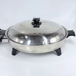 Vintage Lektro Maid Electric Skillet E19762 West Bend 14" Round Fry Pan - Tested. Fixed Price $60.00.