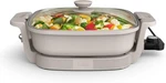 Bella Make & Take Electric Skillet 1200W Ceramic Coating Glass Lid Oatmilk. Fixed Price $99.99.
