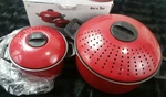 4PC Red Pasta Pot Set Carbon Steel Const Non Stick Coating 6QT 2QT Imperial Hom. Fixed Price $44.90.