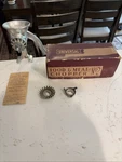Vintage Universal Food And Meat Chopper No 2 Grinder W Original Box, Attachments. Fixed Price $24.00.