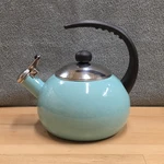 Farberware Luna Whistling Tea Pot Kettle 2.5 Qt Aqua Enamel On Steel. Fixed Price $19.95.
