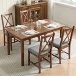 Farmhouse Wooden Dining Set Of 4 Fabric Kitchen Chairs, Gray. Fixed Price $209.99.