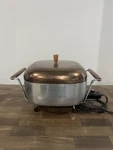 Vintage Wear-ever Hallite Electric Skillet Aluminum Bbody Copper Lid. Fixed Price $35.00.