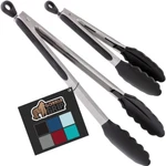 Gorilla Grip Stainless Steel Heat Resistant Kitchen Tongs For Cooking, Set Of 2. Fixed Price $14.40.