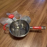 Nesco Stainless Steel Food Mill, 3 Grinding Sizes, 1 Quart Capacity. Fixed Price $30.00.