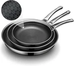 Non Stick Frying Pan Hybrid SET-8"+10"+12"-STAINLESS Steel Cookware. Fixed Price $211.95.