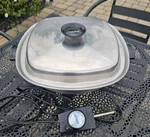 Vintage Aristo-craft Westbend Stainless Dbl Handle Electric Skillet W/lid Works!. Fixed Price $45.00.