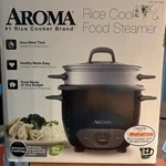 Aroma 6-CUP Pot Style Rice Cooker & Food Steamer Black Glass Lid One Touch. Fixed Price $24.97.