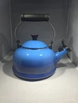 Creuset Enamel On Steel Whistling Kettle 1.7 Qt. Blue Ombre Teapot Gas. Fixed Price $44.00.