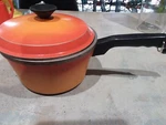 Nordic Cast Aluminum Orange 8.75" Saut Sauce Pan Pot Lid+ Handle 1960S. Fixed Price $22.99.