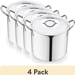 4 Pack 8-QT Stainless Steel Large Stock Pot With Lid Kitchen Tools Cookware. Fixed Price $93.68.