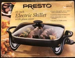 Presto 16-INCH Electric Skillet Tempered Glass Cover Nonstick Surface New 06852. Fixed Price $44.99.