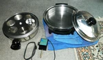 Lifetime Stainless Steel 12" Liquid Core Electric Oil Skillet & Bonus Pot. Fixed Price $180.00.