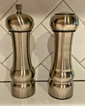 Olde Thompson Manual Stainless Steel Salt Shaker & Pepper Grinder Set - 8" Tall. Fixed Price $19.95.