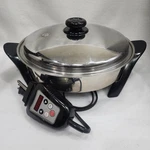 Saladmaster 304/316TI 12" Electric Skillet Titanium Stainless Oil Core SA012OCU. Fixed Price $240.00.