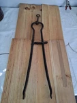 Antique Cast Iron Fireplace Tongs Tool Hand Forged 25" (with Rare Guide). Fixed Price $110.00.