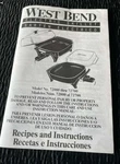 Instructions Only West Bend Electric Skillet Model 72000 Thru 72700 1998 Recipes. Fixed Price $6.65.