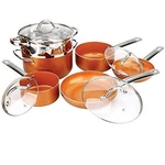 Copper Non-stick Kitchen Cookware Set Pan & Pots Luxury Induction, 10-PIECE. Fixed Price $143.35.